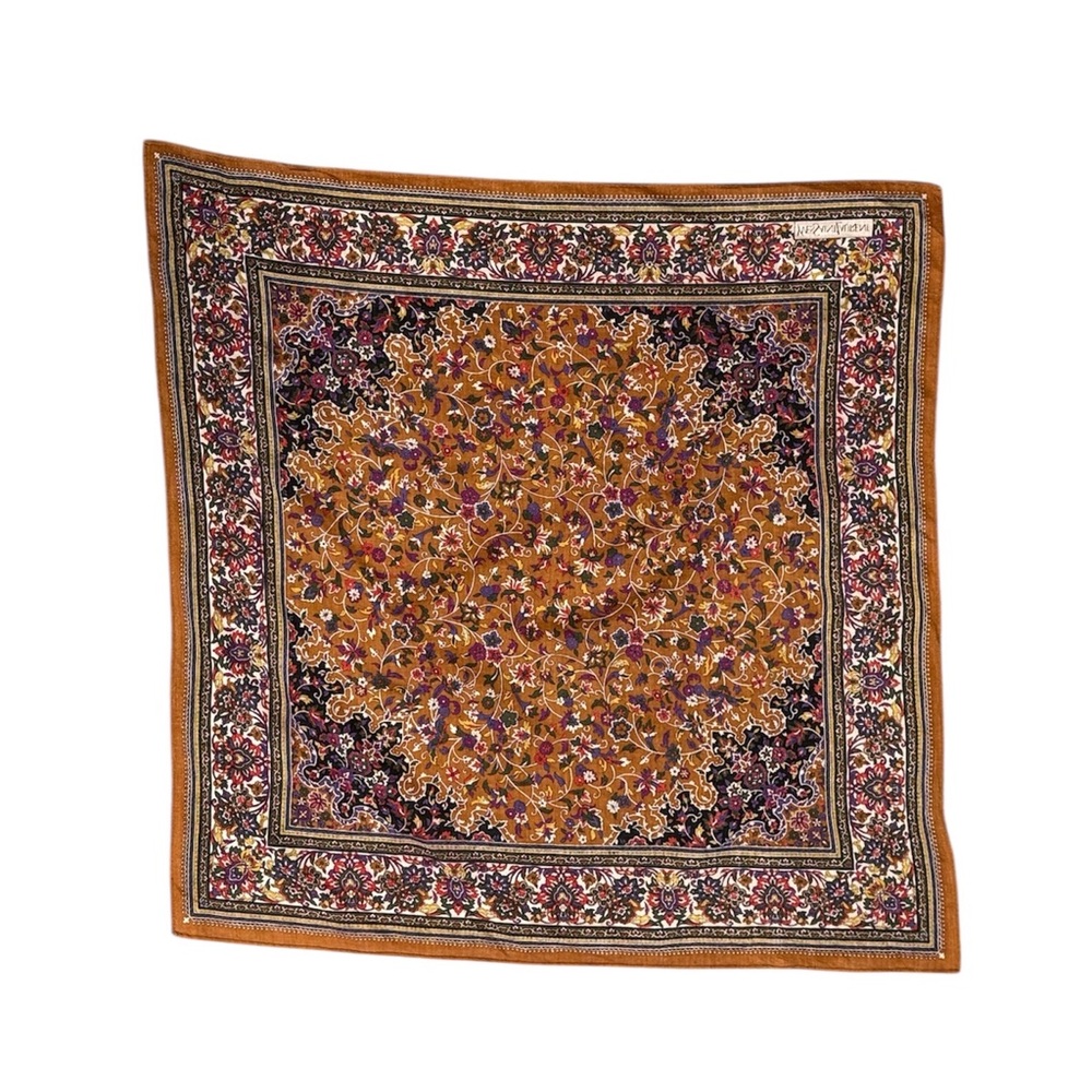 Vintage YVES SAINT LAURENT Brown Paisley Bandana - Yves Saint Laurent Logo Paris - Picture 3 of 5